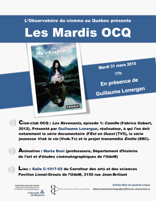 Ciné-club OCQ : Guillaume Lonergan présente « Les Revenants »