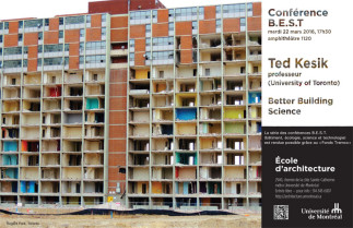 Conférence BEST (bâtiment, écologie, science et technologie) avec Ted Kesik, professeur, University of Toronto