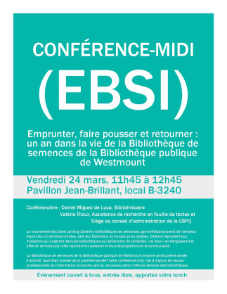 EBSI - Conférence midi : Emprunter, faire pousser et retourner : un an dans la vie de la Bibliothèque publique de Westmount