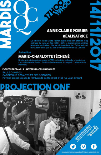 Mardi OCQ : Projection ONF avec Anne Claire Poirier