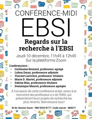 Conférence-midi à l'EBSI- Regards sur la recherche à l'EBSI